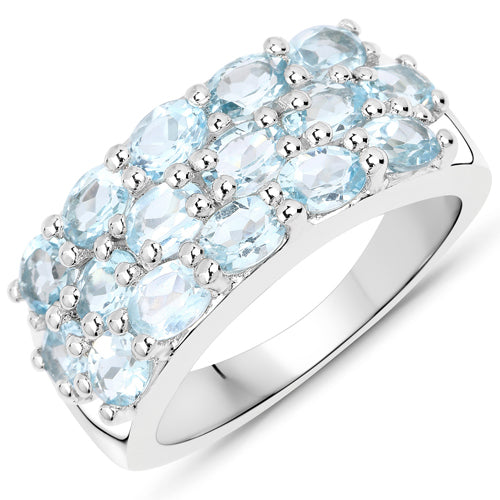 9.88 Carat Genuine Blue Topaz .925 Sterling Silver 3 Piece Jewelry Set (Ring, Earrings, and Pendant w/ Chain)