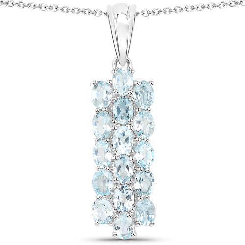 9.88 Carat Genuine Blue Topaz .925 Sterling Silver 3 Piece Jewelry Set (Ring, Earrings, and Pendant w/ Chain)