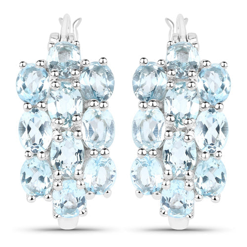 9.88 Carat Genuine Blue Topaz .925 Sterling Silver 3 Piece Jewelry Set (Ring, Earrings, and Pendant w/ Chain)