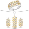 8.32 Carat Genuine Citrine .925 Sterling Silver 3 Piece Jewelry Set (Ring, Earrings, and Pendant w/ Chain)