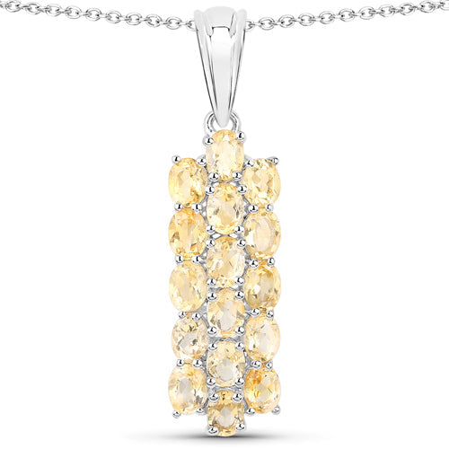 8.32 Carat Genuine Citrine .925 Sterling Silver 3 Piece Jewelry Set (Ring, Earrings, and Pendant w/ Chain)
