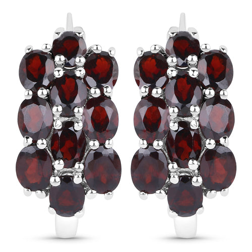 10.40 Carat Genuine Garnet .925 Sterling Silver 3 Piece Jewelry Set (Ring, Earrings, and Pendant w/ Chain)