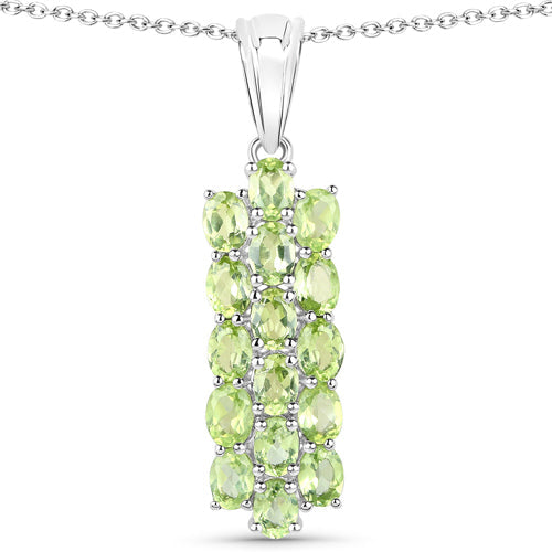 8.84 Carat Genuine Peridot .925 Sterling Silver 3 Piece Jewelry Set (Ring, Earrings, and Pendant w/ Chain)