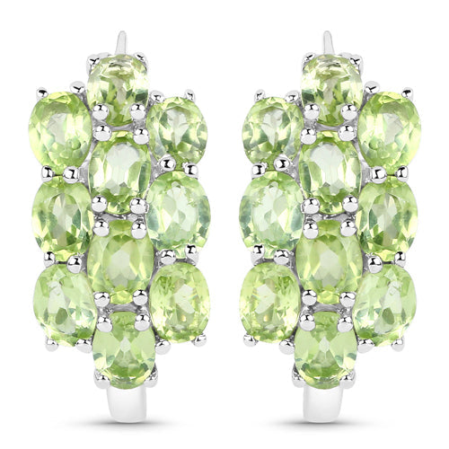 8.84 Carat Genuine Peridot .925 Sterling Silver 3 Piece Jewelry Set (Ring, Earrings, and Pendant w/ Chain)