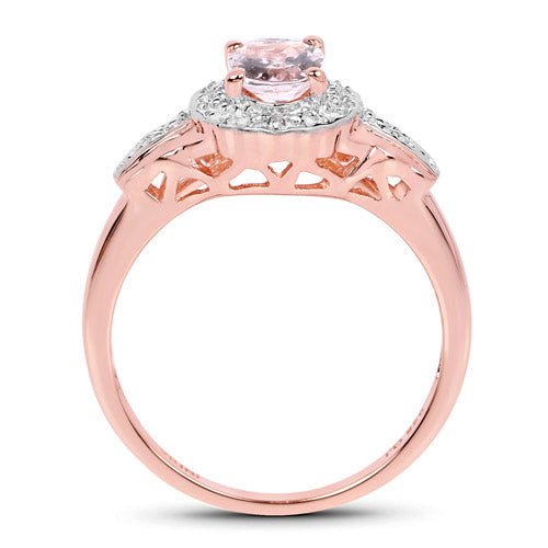 2.28 Carat Genuine Morganite and White Topaz .925 Sterling Silver 3 Piece Jewelry Set (Ring, Earrings, and Pendant w/ Chain)