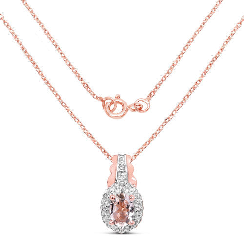 2.28 Carat Genuine Morganite and White Topaz .925 Sterling Silver 3 Piece Jewelry Set (Ring, Earrings, and Pendant w/ Chain)