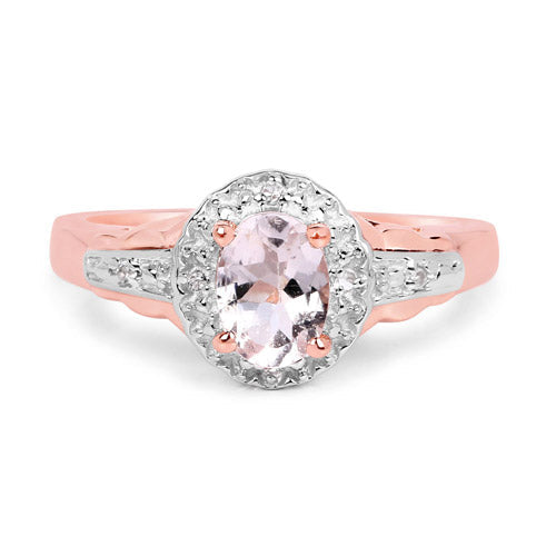 2.28 Carat Genuine Morganite and White Topaz .925 Sterling Silver 3 Piece Jewelry Set (Ring, Earrings, and Pendant w/ Chain)