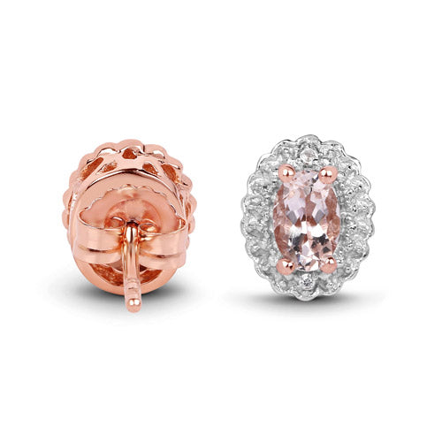 2.28 Carat Genuine Morganite and White Topaz .925 Sterling Silver 3 Piece Jewelry Set (Ring, Earrings, and Pendant w/ Chain)