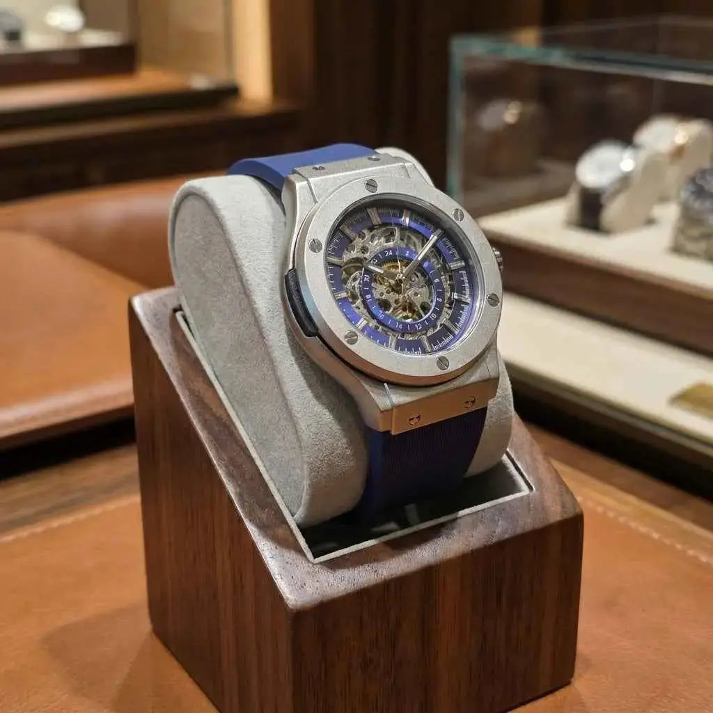 Stainless Steel Skeleton Watch - The 199 Blue by Dapper Watches