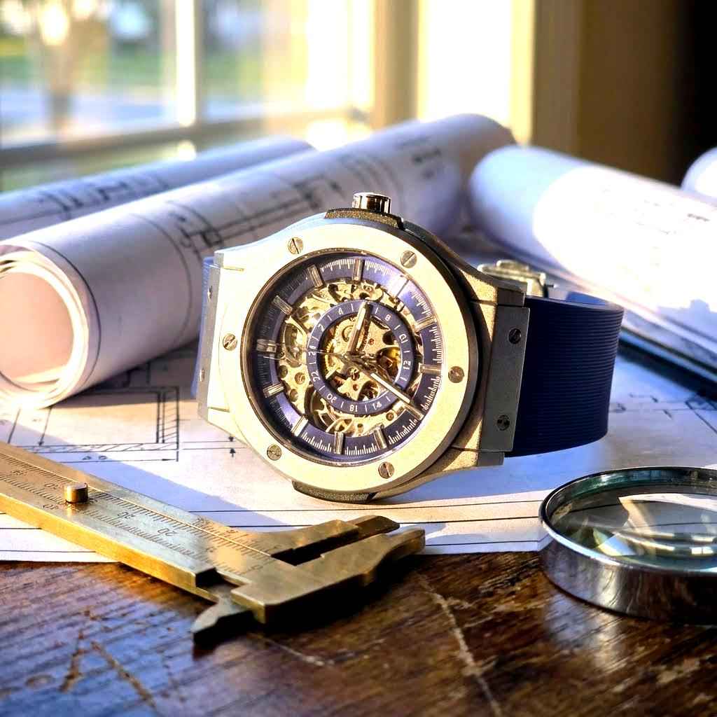 Stainless Steel Skeleton Watch - The 199 Blue by Dapper Watches