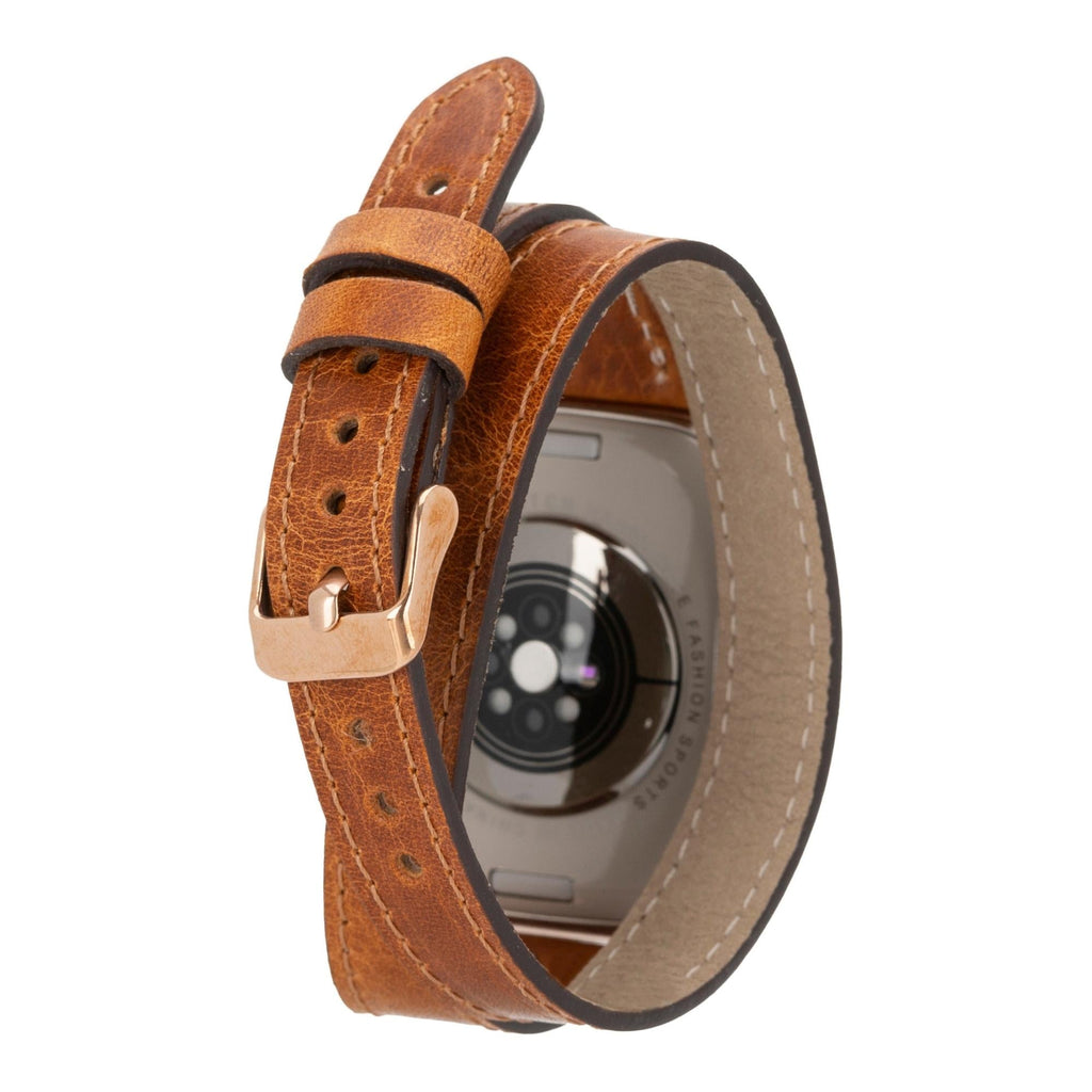 Syracuse Double Tour Leather Bands for Apple Watch 9, Ultra 2 and SE