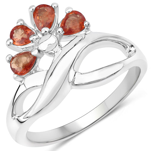 1.68 Carat Genuine Orange Sapphire .925 Sterling Silver Ring