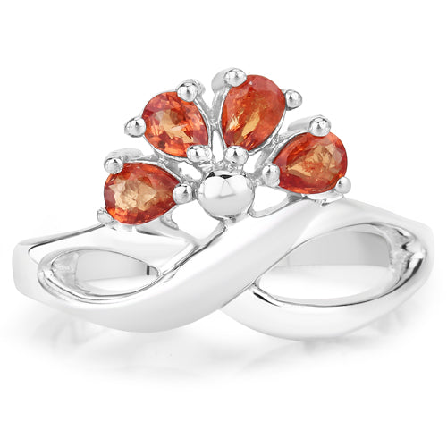 1.68 Carat Genuine Orange Sapphire .925 Sterling Silver Ring