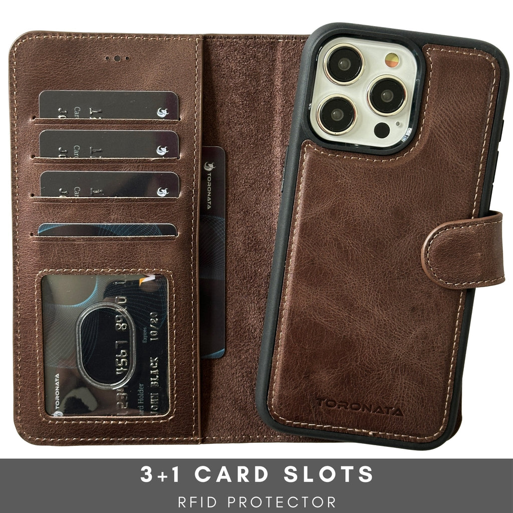 Vegas Premium Leather iPhone 15 Plus Wallet Case with MagSafe | Detachable RFID Blocking Luxury Wallet