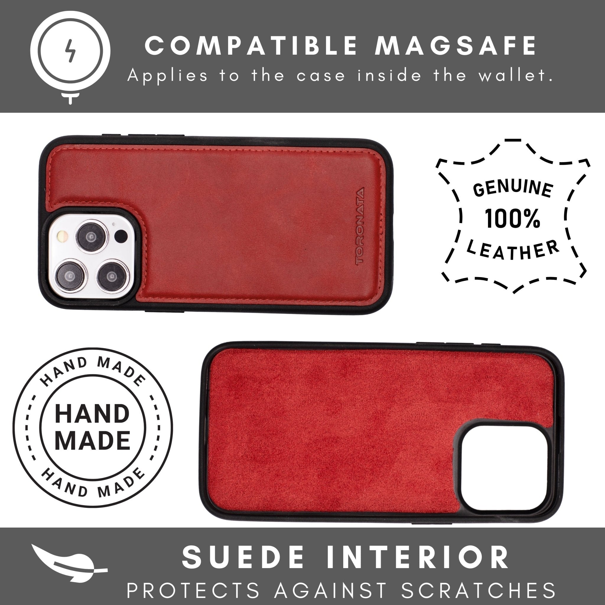 Vegas Premium Leather iPhone 15 Plus Wallet Case with MagSafe | Detachable RFID Blocking Luxury Wallet