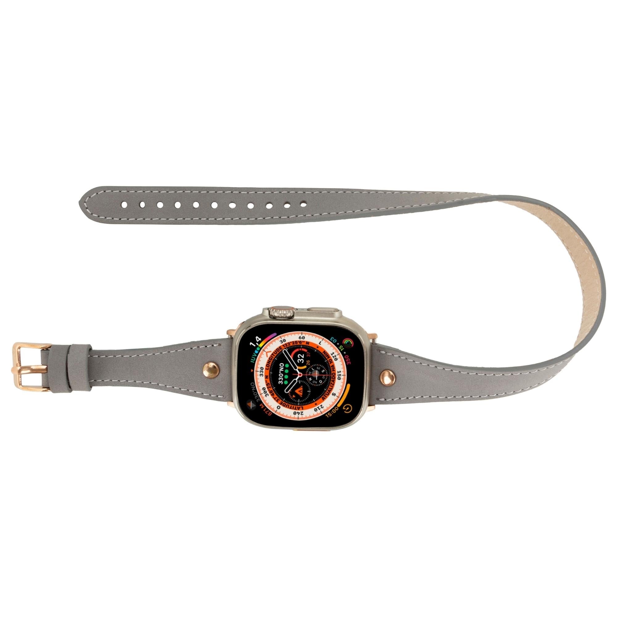 Vernon Double Tour Leather Bands for Apple Watch 9, Ultra 2 and SE