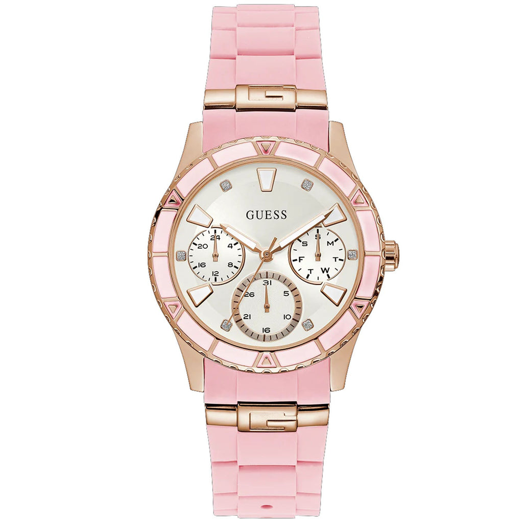 Guess Women's Pink Rose Gold Tone Multi-function